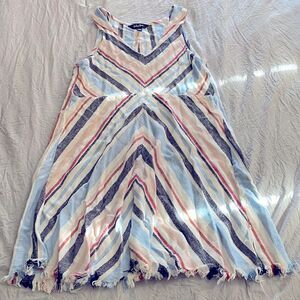Indigo Rein Striped Handkerchief Hem Dress Red White Blue Pink Size XS